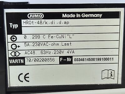 Jumo HR0T-48/K,DI,D,AP HR0T48KDIDAP JUMOTRON Temperture Control