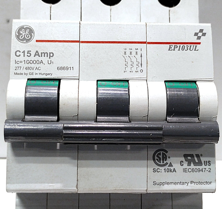 GE EP103ULC15 277/480 V AC 15 A 3-Pole Supplementary Protector
