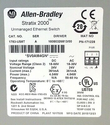 Allen-Bradley 1783-US8T STRATIX 2000 Ser A Unmanaged Ethernet Switch