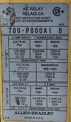 Allen-Bradley 700-P000A1 Type P DirectDrive 600 V AC Relay