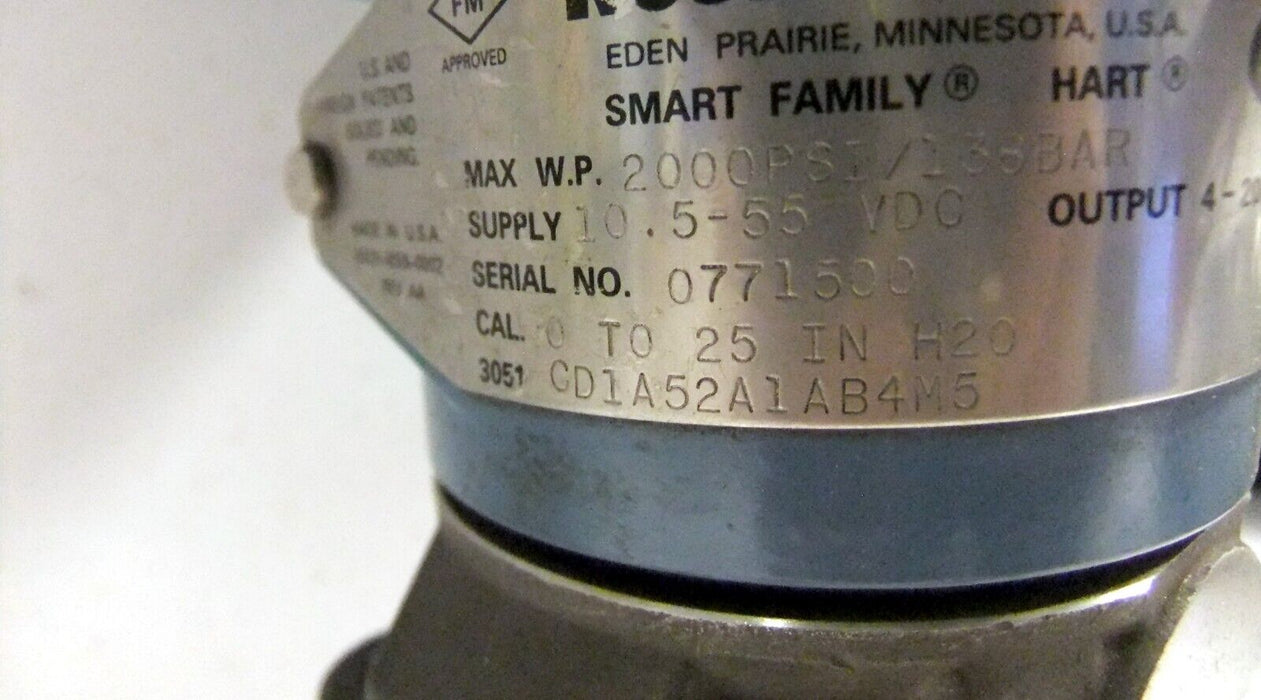 Rosemount 3051CD1A52A1AB4M5 Differential Pressure Transmitter