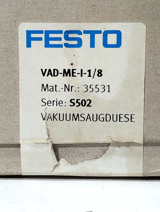 Festo VAD-ME-I-1/8 35531 Vacuum Generator Ejector w/ G1/8 Ports