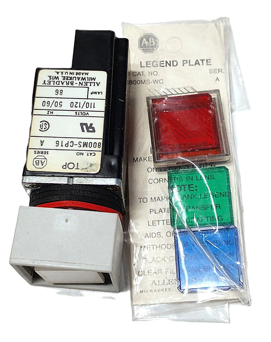Allen-Bradley 800MS-CP16 110/120 V AC Pilot Lights w/ 800MS-WC Lenses