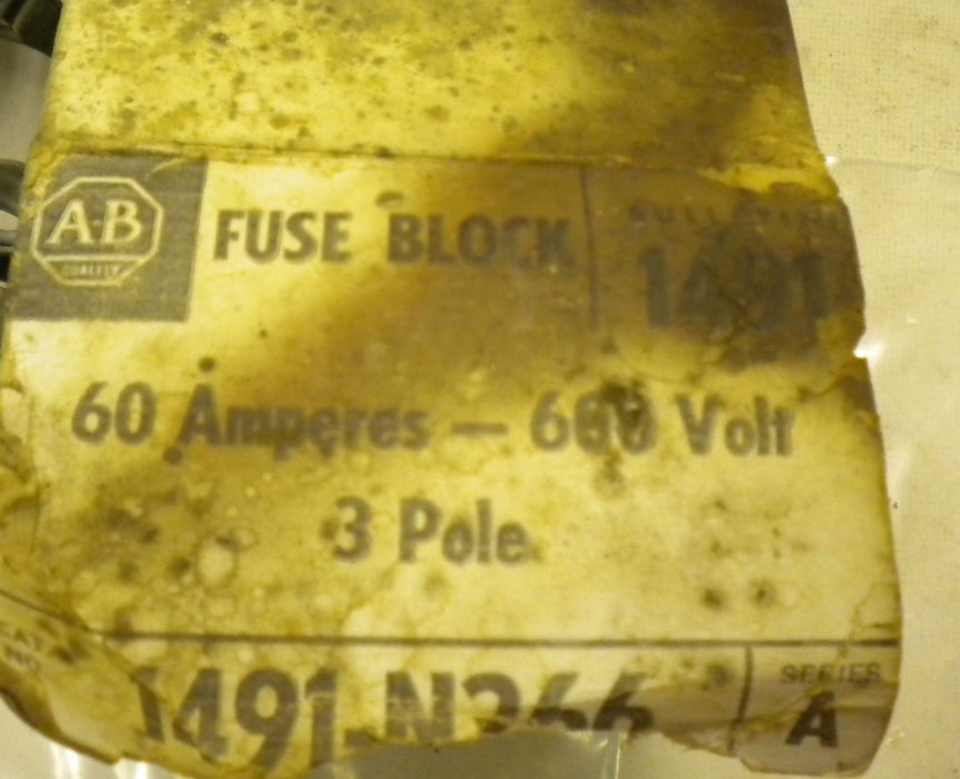 2 Allen-Bradley Fuse Blocks 1491-N266 31-60 Amp 3 P