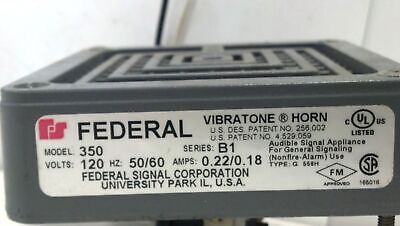 Federal Signal 350-B1 120 V 50/60 Hz .18 A Vibratone Horn