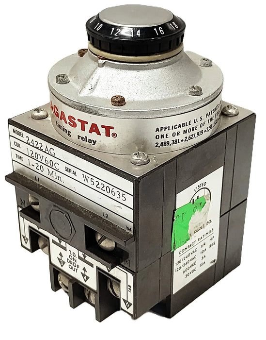 Agastat 2422AG 120 V AC 1-20 min Off-Delay Timing Relay
