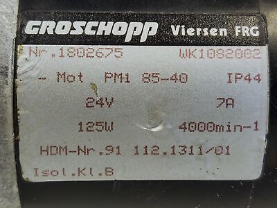 GROSCHOPP WK1082002 1082675 24 V 7 A 4000 RPM 125 W Gearmotor