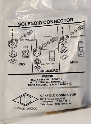 Canfield 510N1010000 120 V AC Solenoid Connectors - Lot of 7