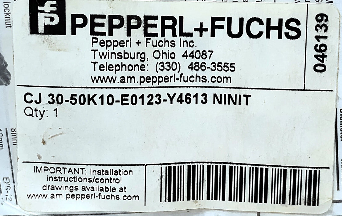 Pepperl Fuchs CJ30-50K10-E0123-Y4613-NINIT 10-30 VDC Capacitive Proximity Sensor