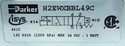Parker H2EWXBBL49C 145 psig 24 V DC Single Solenoid Valve