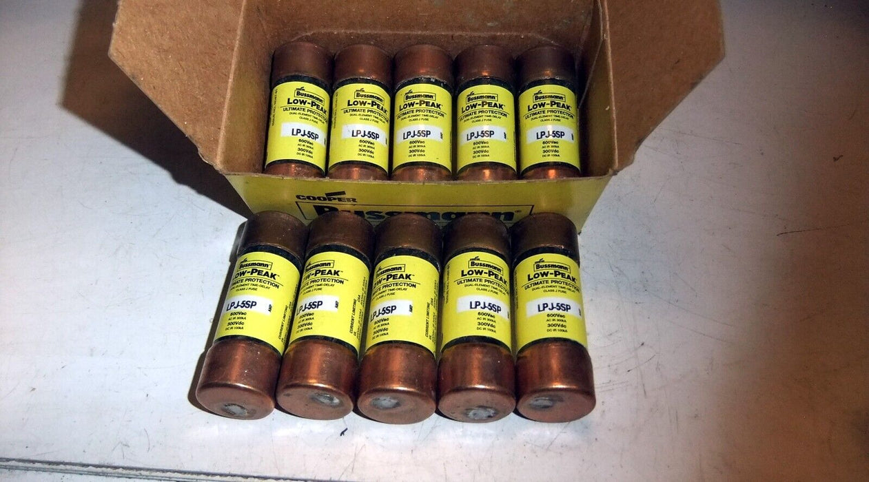 10 Bussmann LPJ-5SP LOW-PEAK 5A 600 V Class J Current-Limiting Time-Delay Fuses