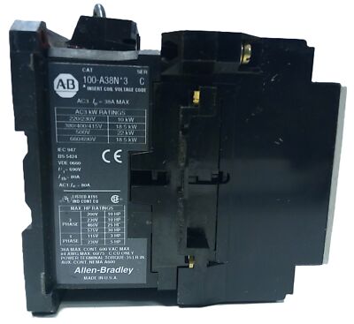Allen-Bradley 100-A38ND3 600 V AC 38 A Contactor w/ 110/120 V Coil