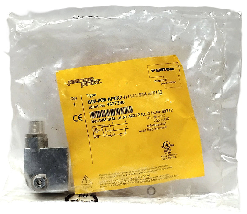Turck BIM-IKM-AP6X2-H1141/S34 W/KLI3 4627290 10-30 VDC Magnetic Proximity Sensor