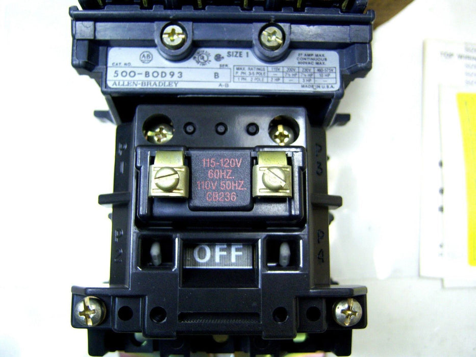 Allen-Bradley Contactor Sz 1 500-BOD93