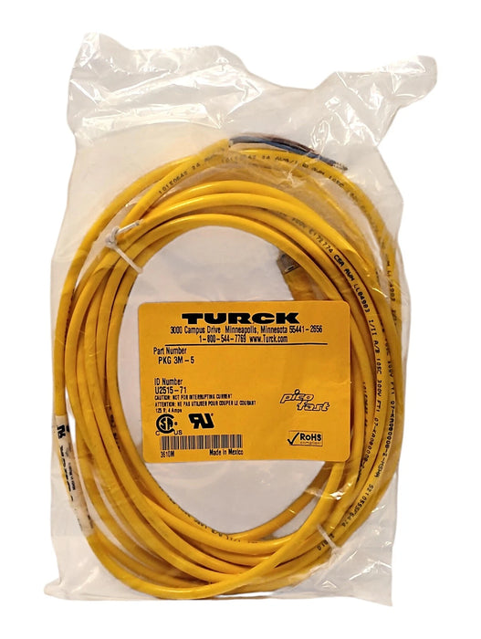 Turck PKG-3M-5 3-Wire Cable w/ 1 M8 Pico Fast Connector