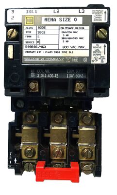 Square D 8536SBO2V02S 600 V AC 18 A Full Voltage Starter w/ 110/120 V AC Coil