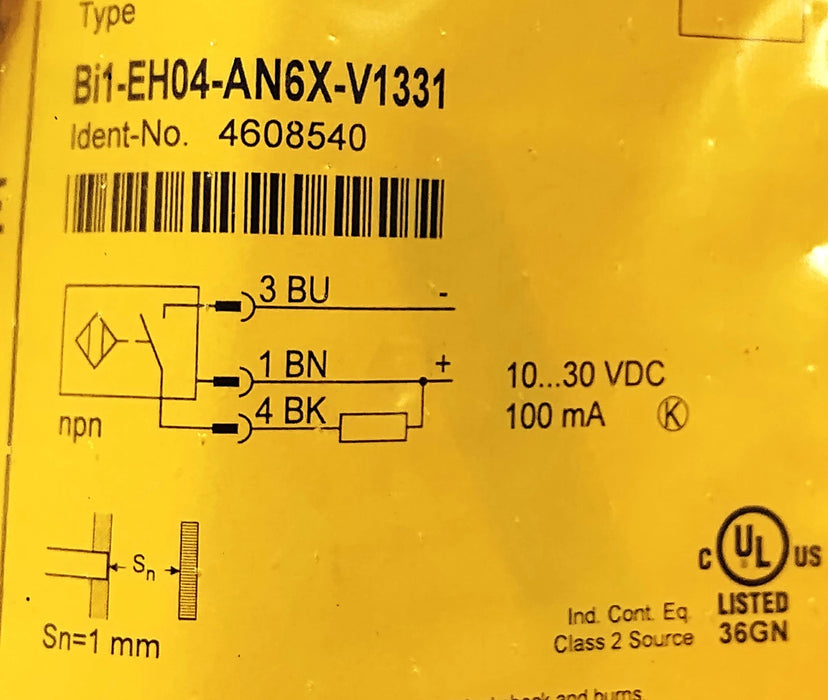 Turck BI1-EH04-AN6X-V1331 4608540 10-30 V DC Inductive Proximity Sensor