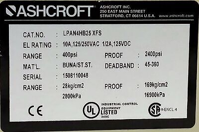 Ashcroft LPAN4HB25-XFS Pressure Switch