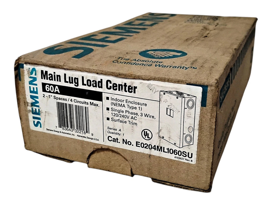Siemens E0204ML1060SU 120/240 V AC 60 A 1 PH NEMA Type 1 Main Lug Load Center
