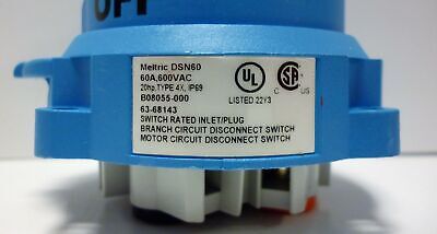 Meltric 63-68143 60A 600 VAC Inlet Plug