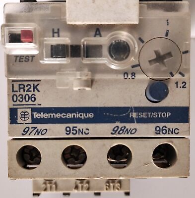 Telemecanique LR2K0306 575 V AC 0.8-1.2 A Adjustable Overload Protection Relay