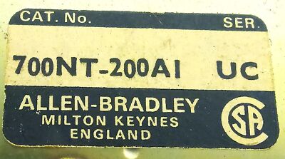 Allen-Bradley 700NT-200A1 Electrically Held Relay w/ 110/120 V AC Coil