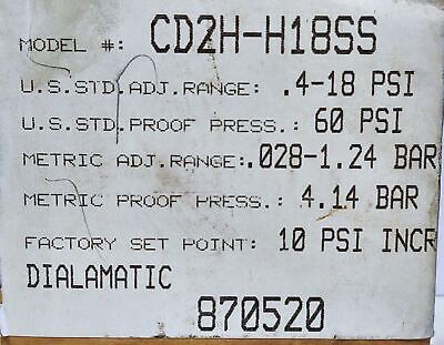 Barksdale CD2H-H18SS DIALAMATIC Adjustable Diaphragm Pressure Switch