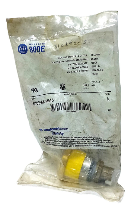 Allen-Bradley 800EM-M5 40 mm Gold Mushroom Head Momentary Pushbutton
